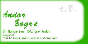 andor bogre business card